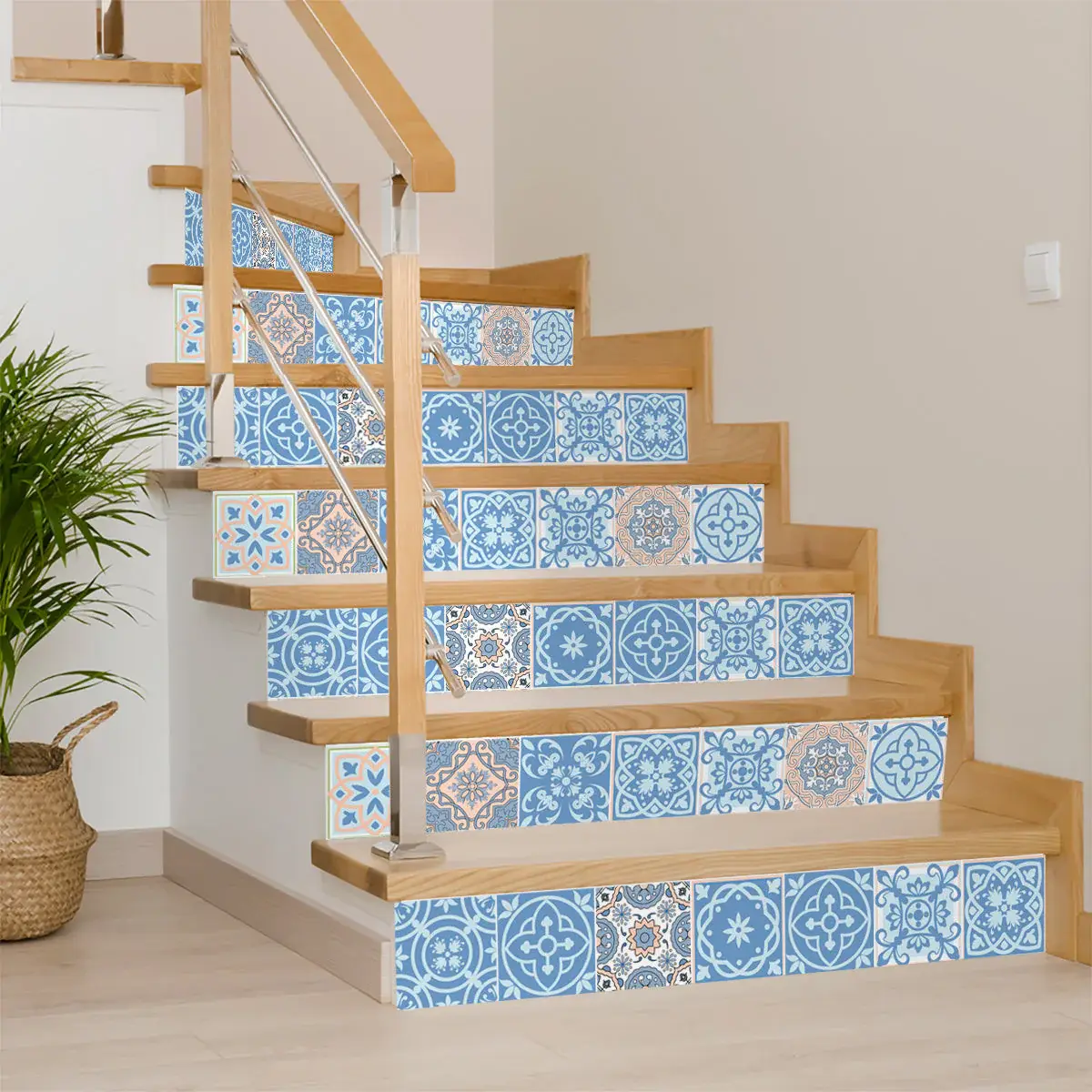 7" X 7" Ocean Blue Mosaic Peel And Stick Removable Tiles - Image 3