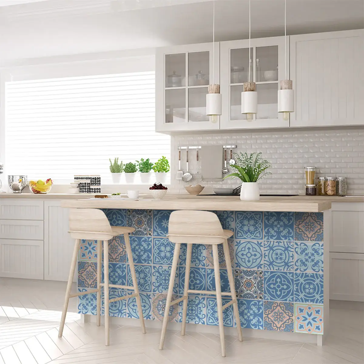7" X 7" Ocean Blue Mosaic Peel And Stick Removable Tiles - Image 7