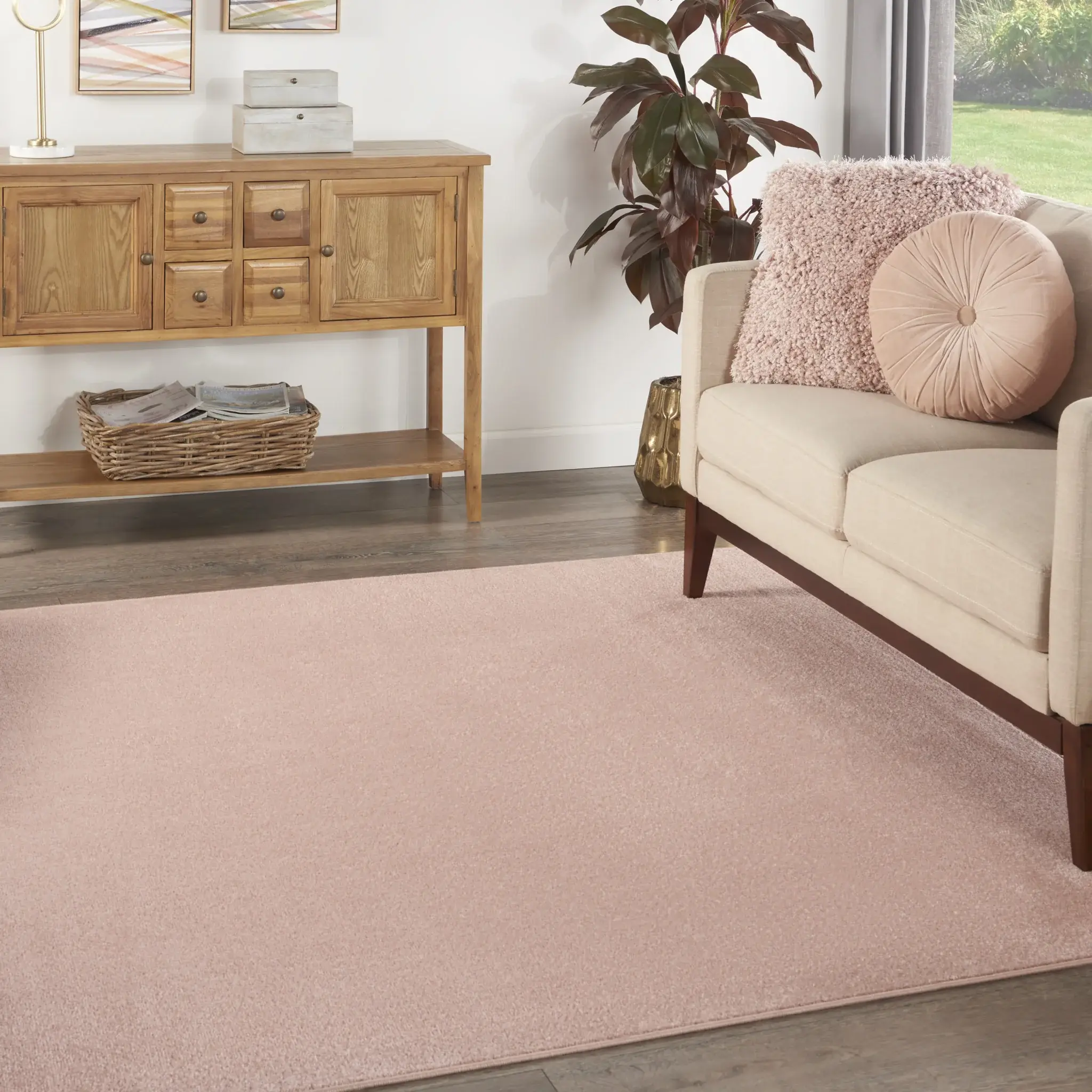 7' X 7' Pink Square Non Skid Indoor Outdoor Area Rug - Image 7