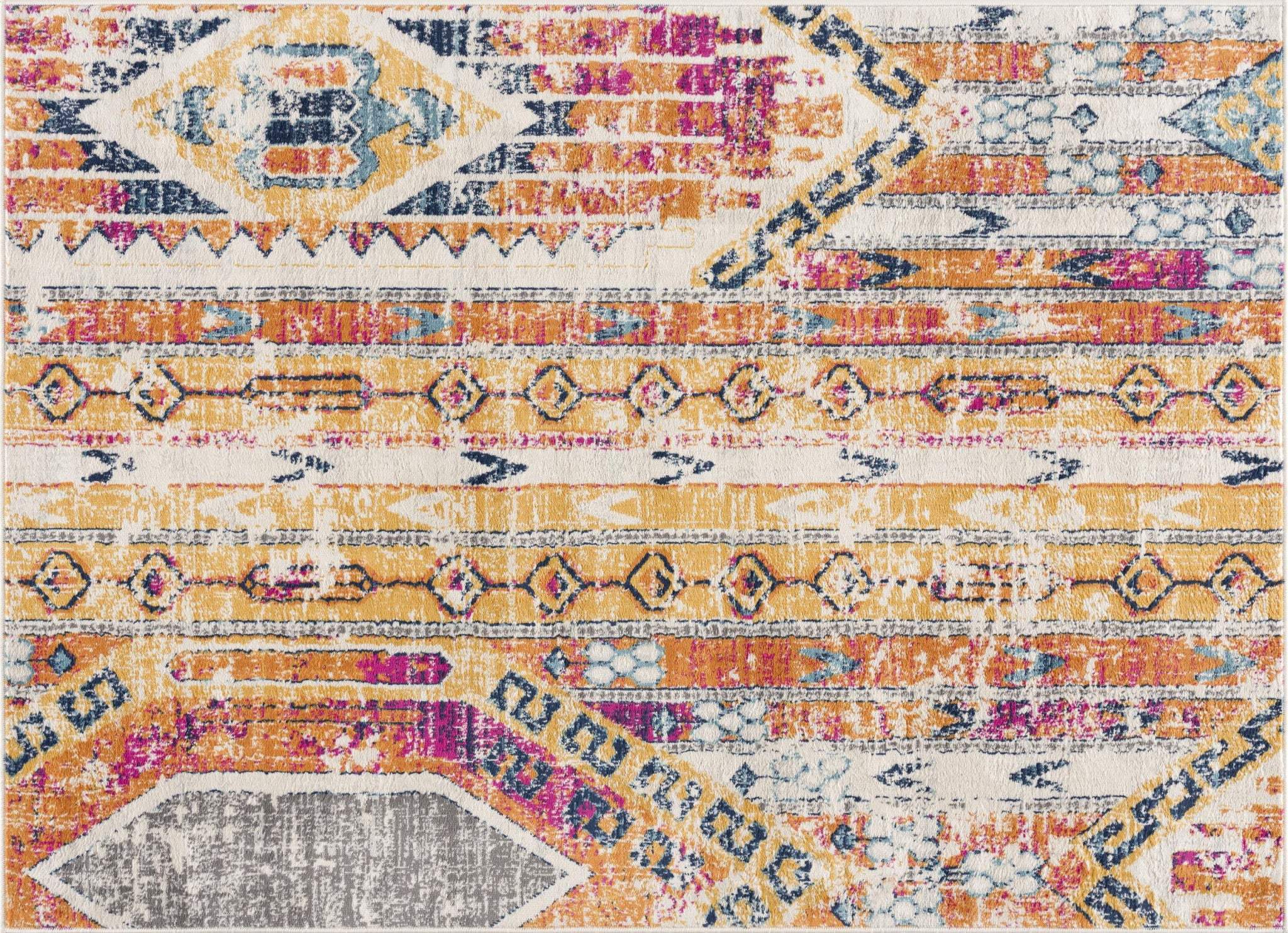 8' X 10' Gold and Ivory Southwestern Area Rug - Image 2