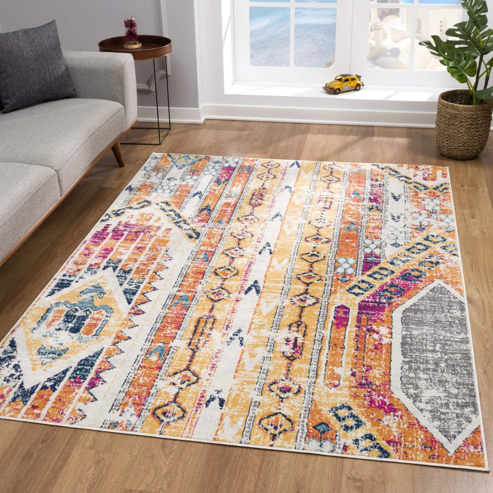 8' X 10' Gold and Ivory Southwestern Area Rug - Image 6