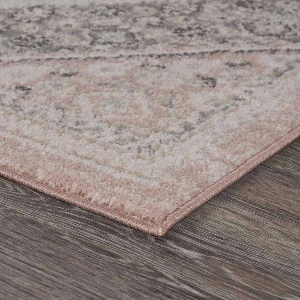 8' X 10' Gray and Soft Pink Traditional Area Rug - Image 3