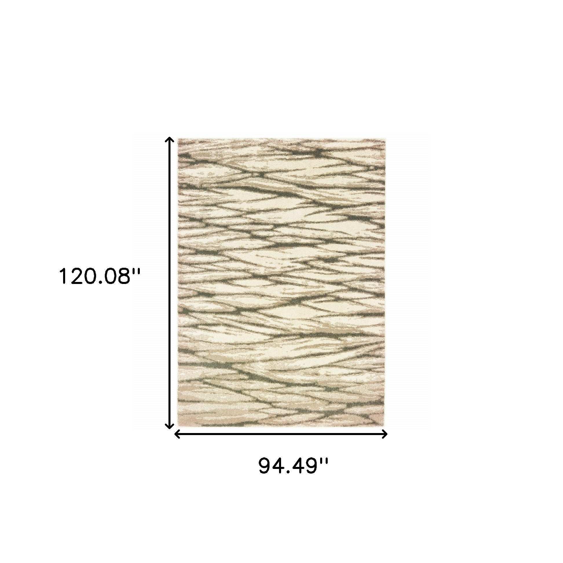 8' X 10' Ivory Sand And Ash Abstract Power Loom Stain Resistant Area Rug - Image 3