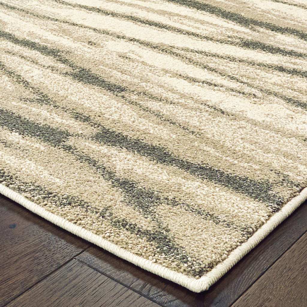 8' X 10' Ivory Sand And Ash Abstract Power Loom Stain Resistant Area Rug - Image 4