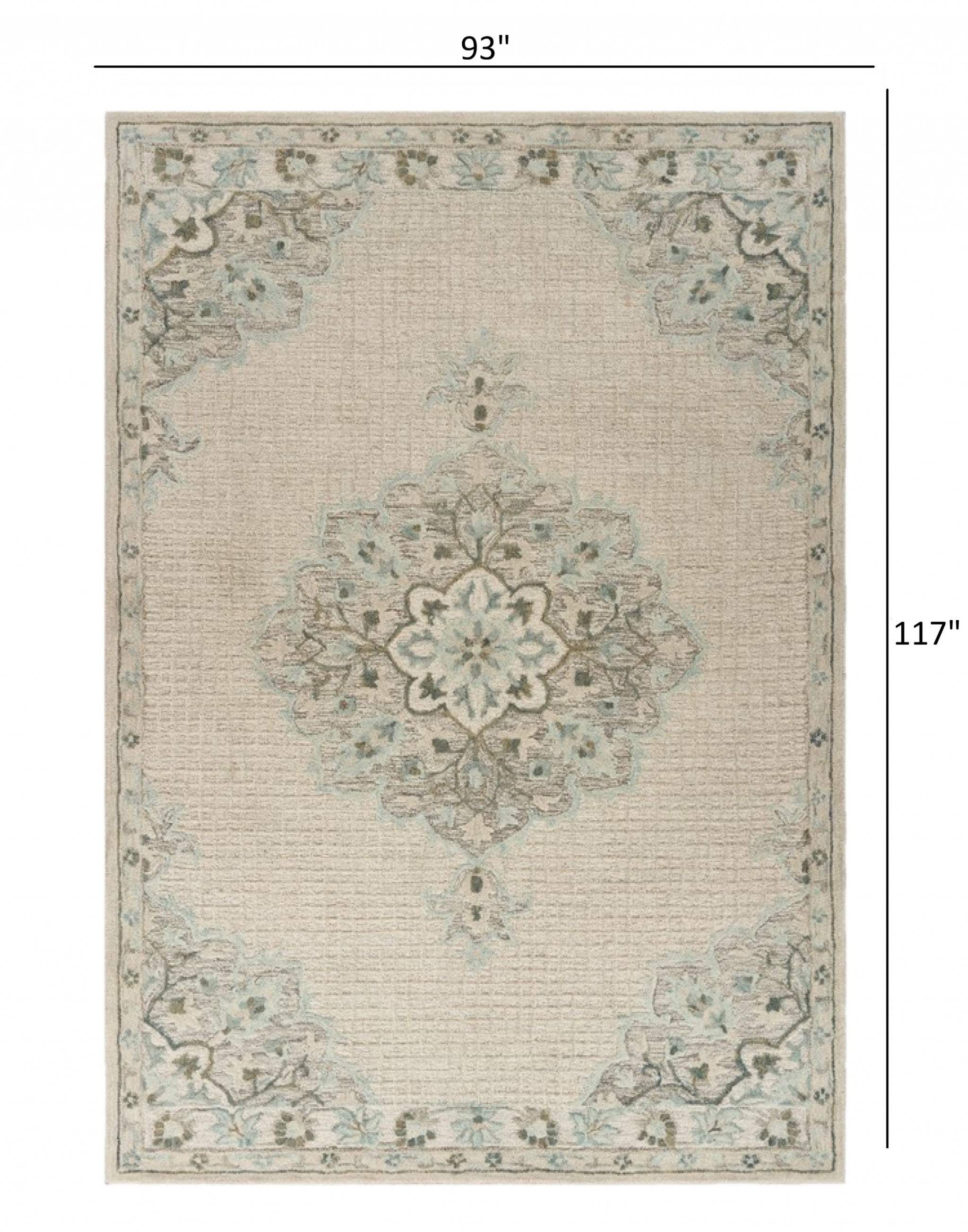 8' X 10' Ivory Wool Handmade Area Rug - Image 3