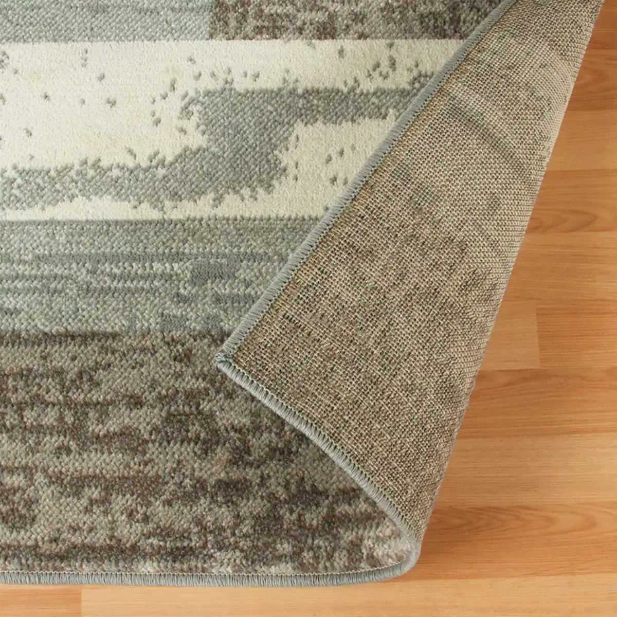 8' X 10' Light Blue And Ivory Patchwork Power Loom Stain Resistant Area Rug - Image 3