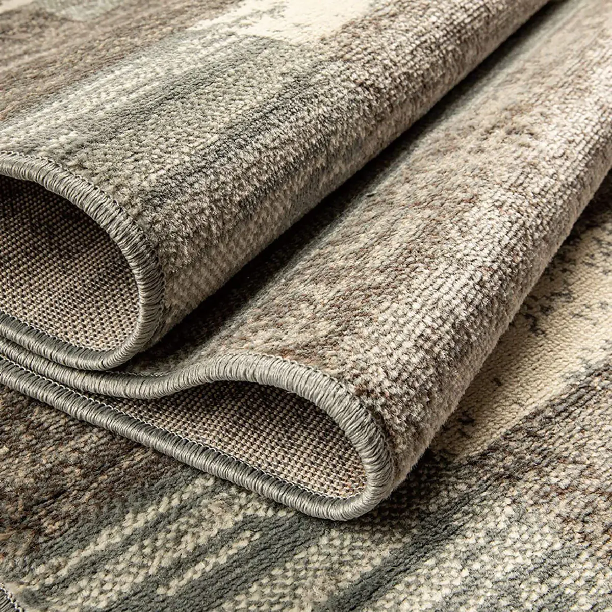 8' X 10' Light Blue And Ivory Patchwork Power Loom Stain Resistant Area Rug - Image 6