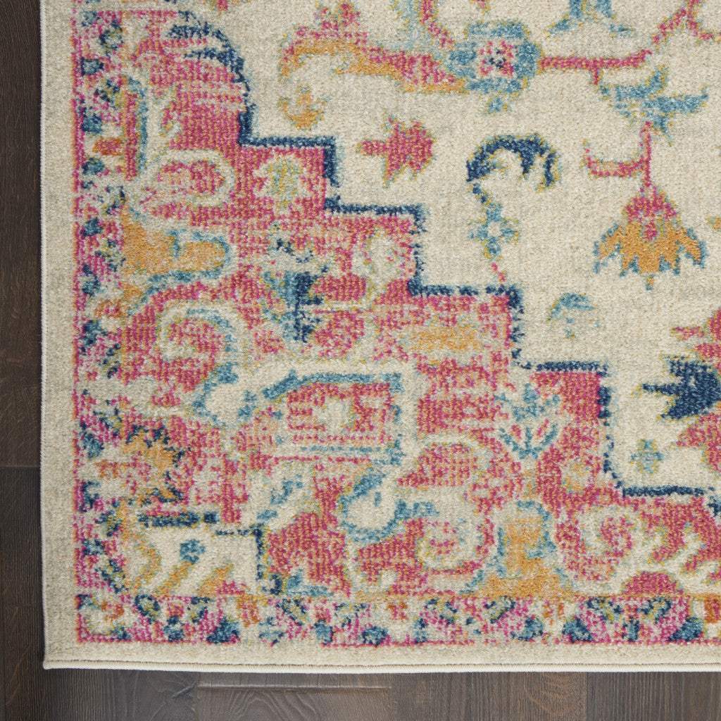 8' X 10' Pink And Ivory Southwestern Dhurrie Area Rug - Image 2