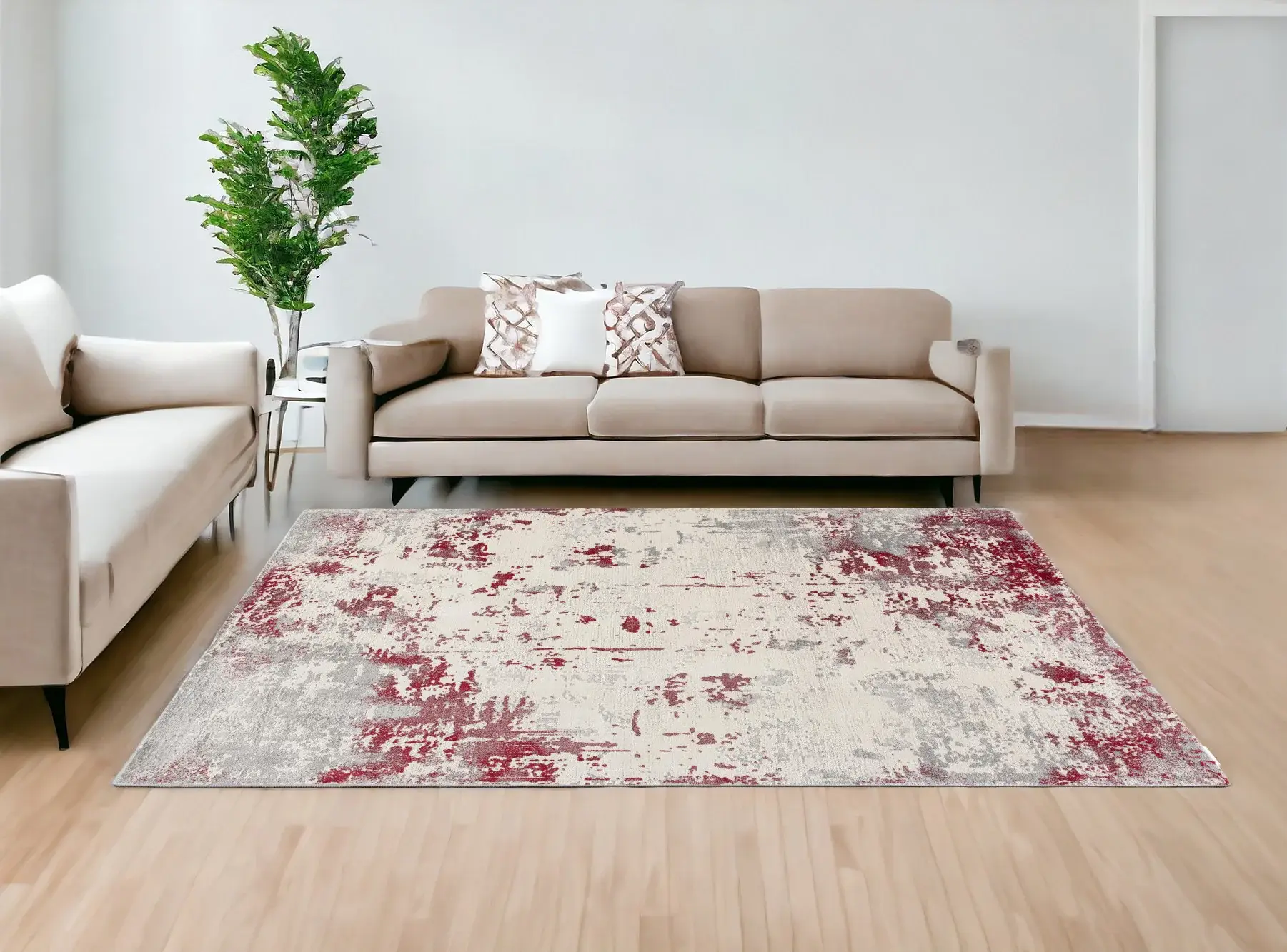 8' X 10' Red Abstract Dhurrie Area Rug