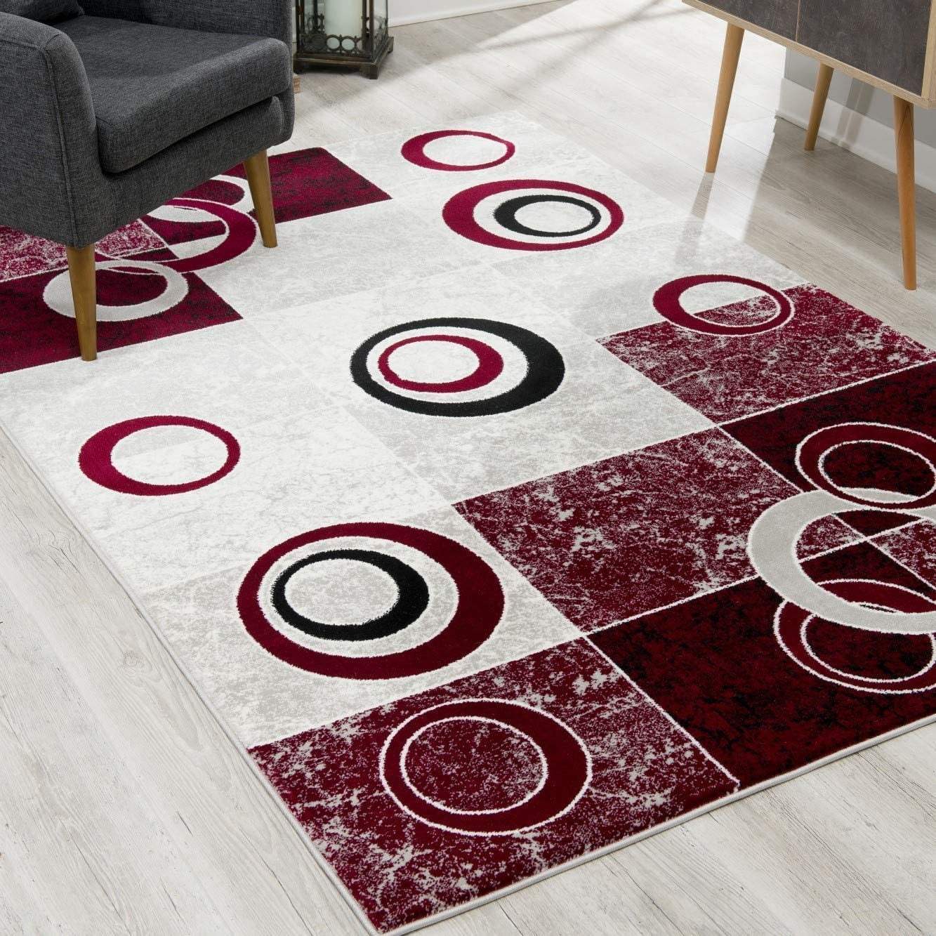8' X 10' Red Abstract Dhurrie Area Rug - Image 4