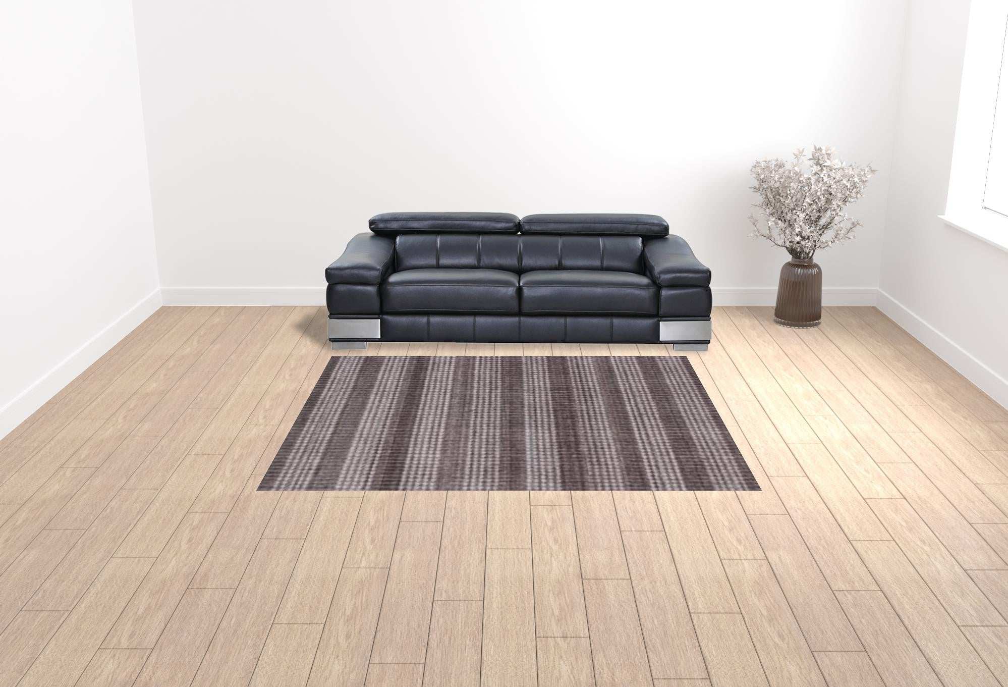 8' X 10' Rust And White Striped Hand Loomed Area Rug - Image 2