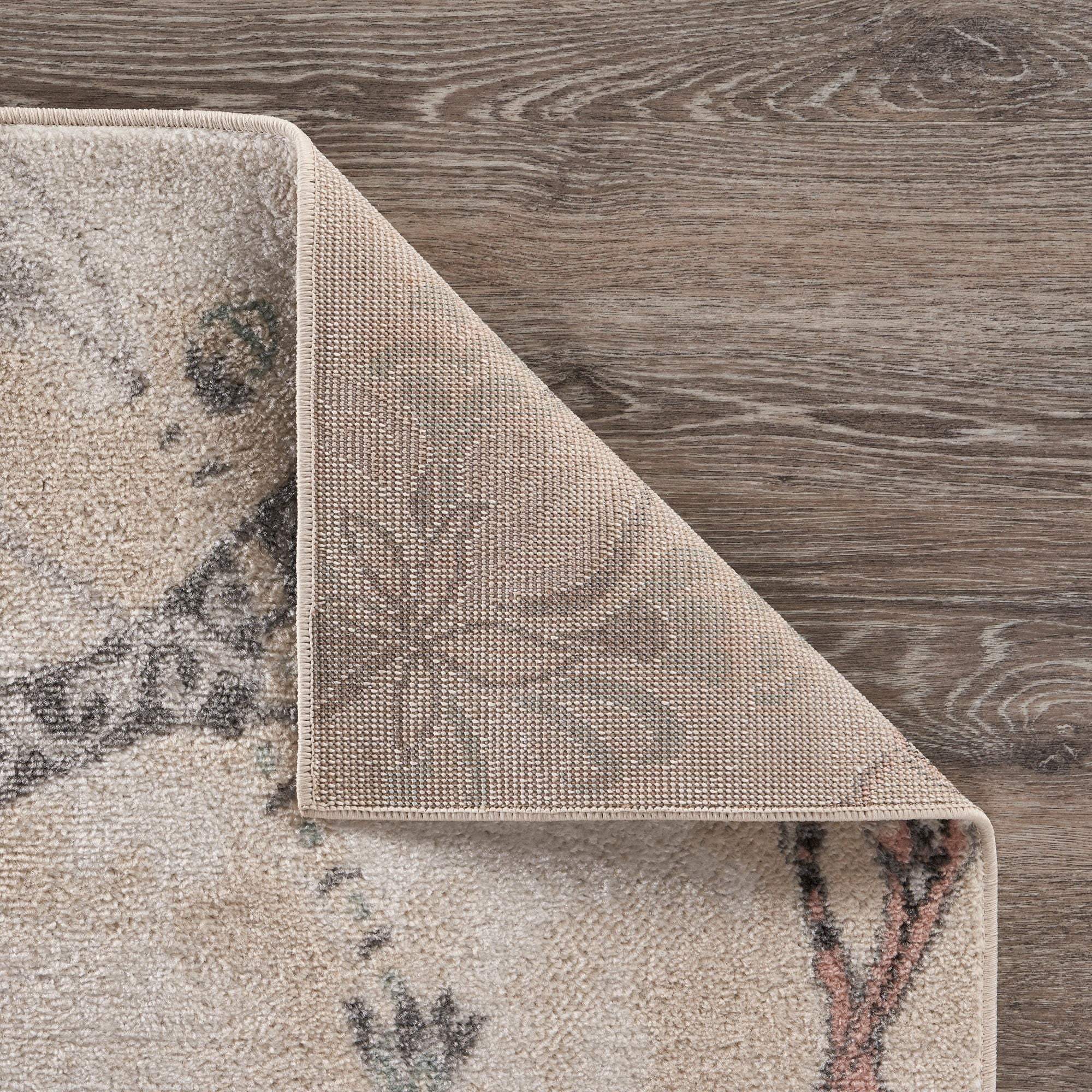 8' X 10' Soft Beige Birds and Trees Area Rug - Image 6