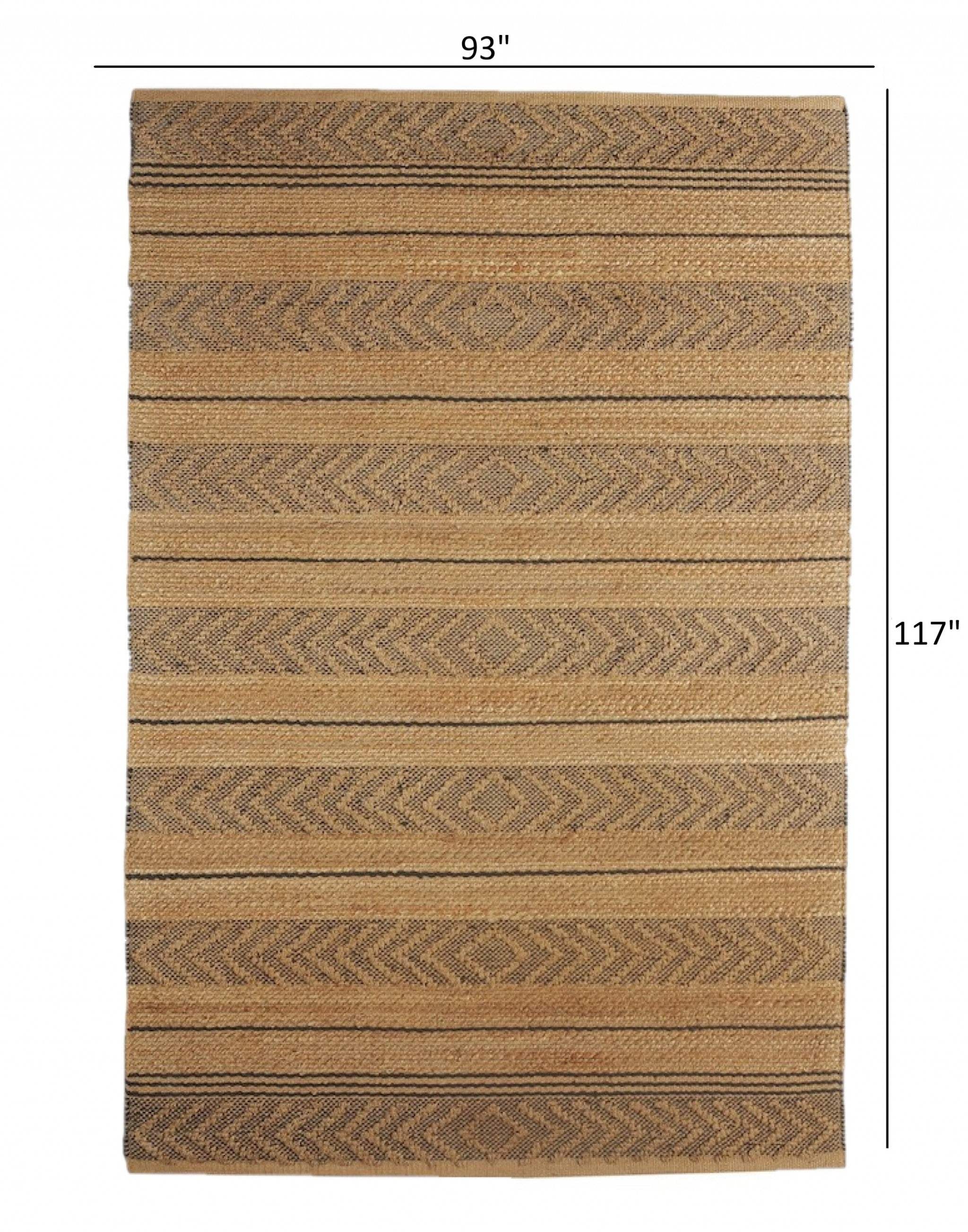 8' X 10' Tan and Gray Bohemian Striped Area Rug - Image 6