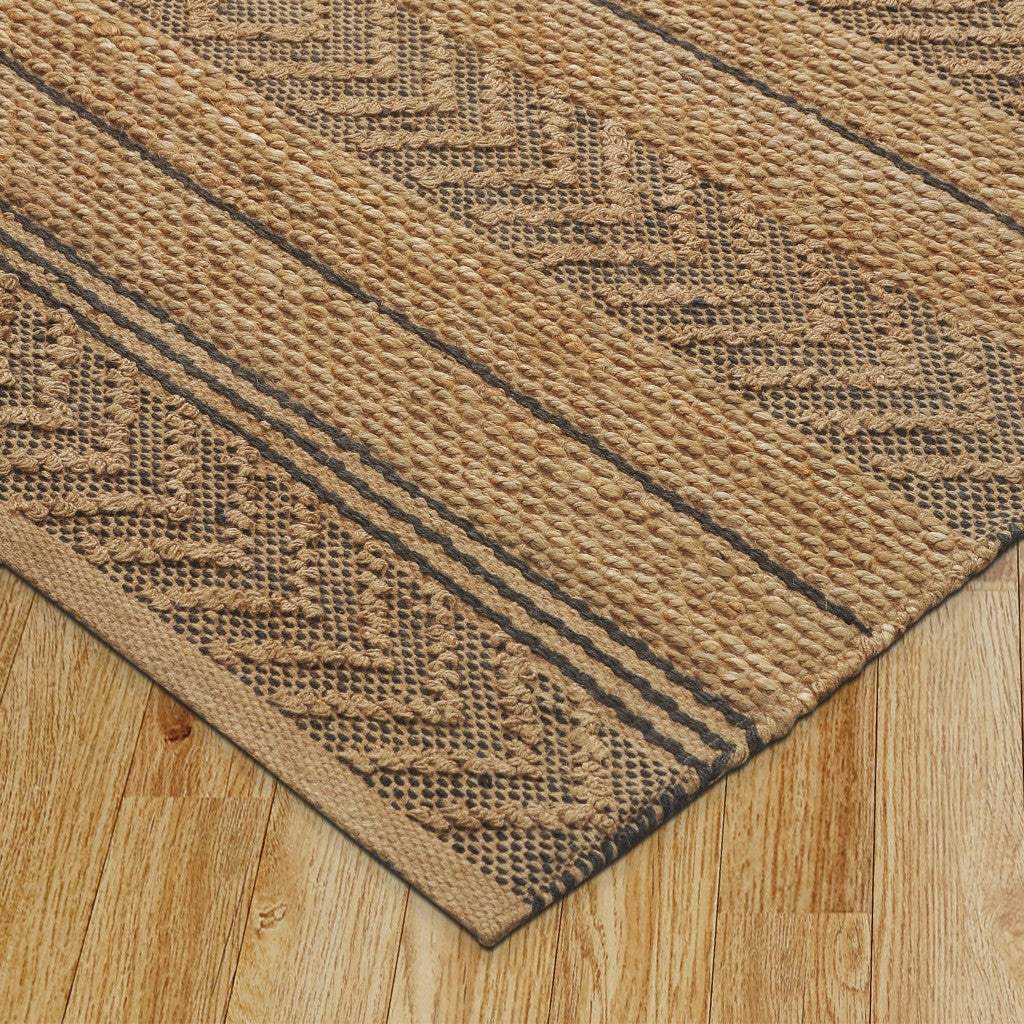 8' X 10' Tan and Gray Bohemian Striped Area Rug - Image 8