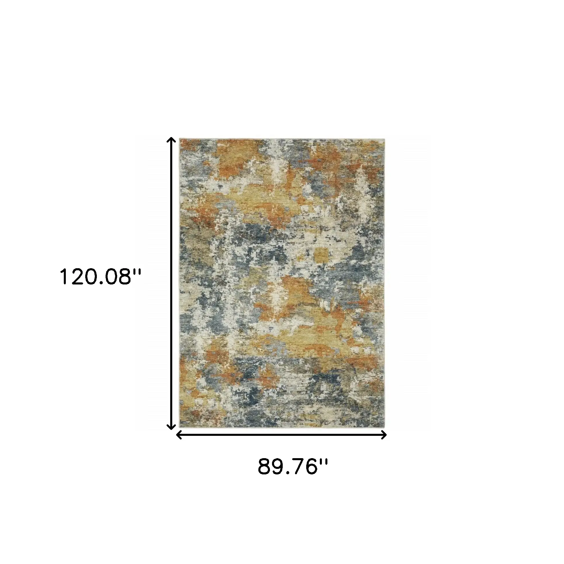 8' X 10' Teal Blue Orange Gold Grey Tan Brown And Beige Abstract Printed Stain Resistant Non Skid Area Rug - Image 3
