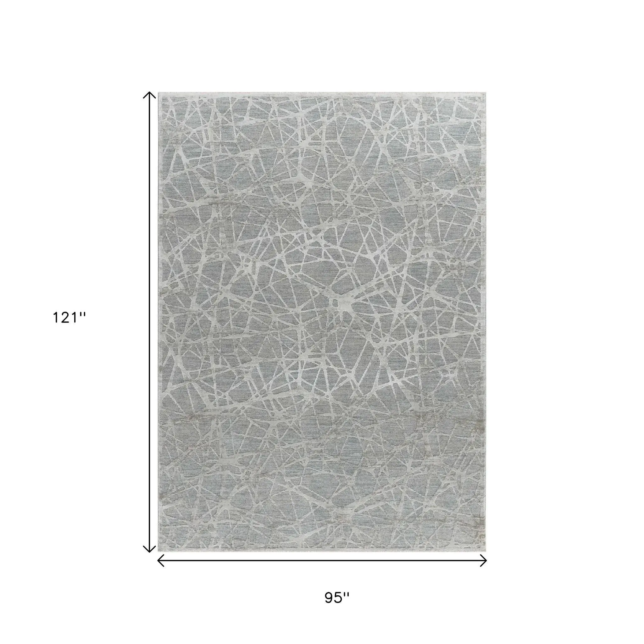 8' X 10' Turquoise Abstract Power Loom Stain Resistant Area Rug - Image 3