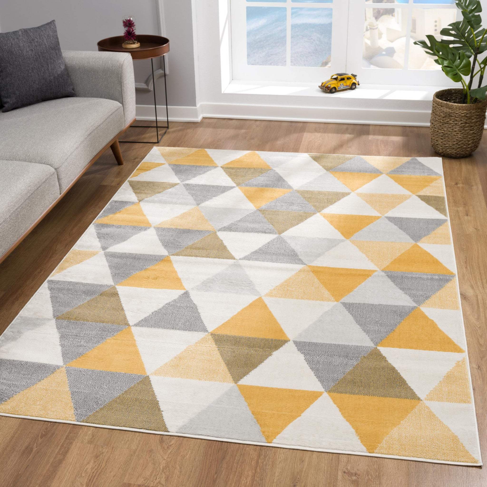8' X 10' Yellow and Ivory Geometric Area Rug - Image 6