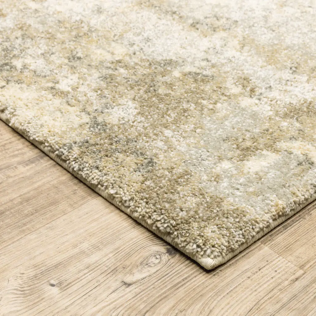 8' X 11' Beige and Gold Abstract Power Loom Area Rug - Image 4