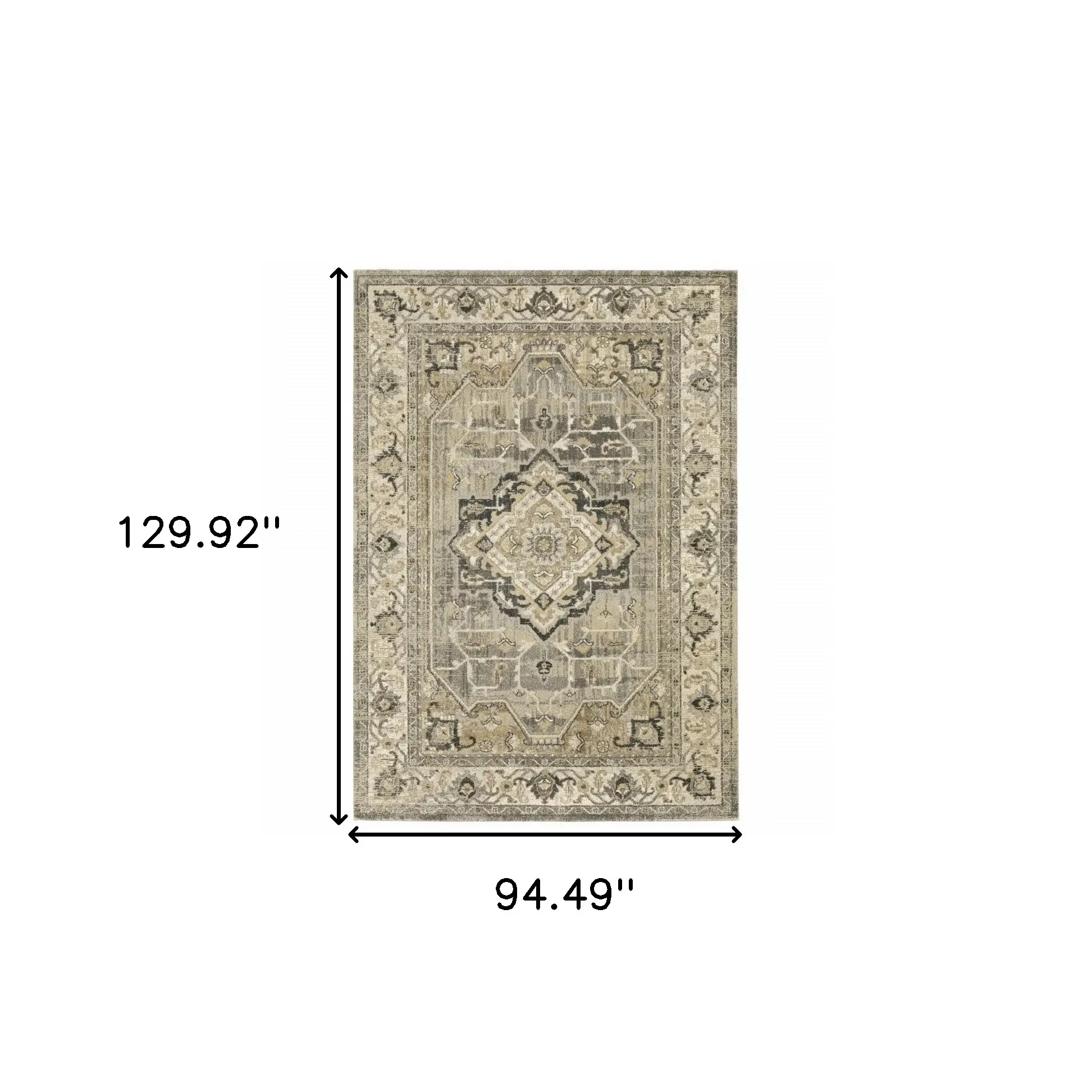 8' X 11' Beige And Gray Traditional Medallion Indoor Area Rug - Image 4