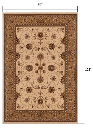 8' X 11' Beige and Ivory Oriental Power Loom Area Rug - Image 3