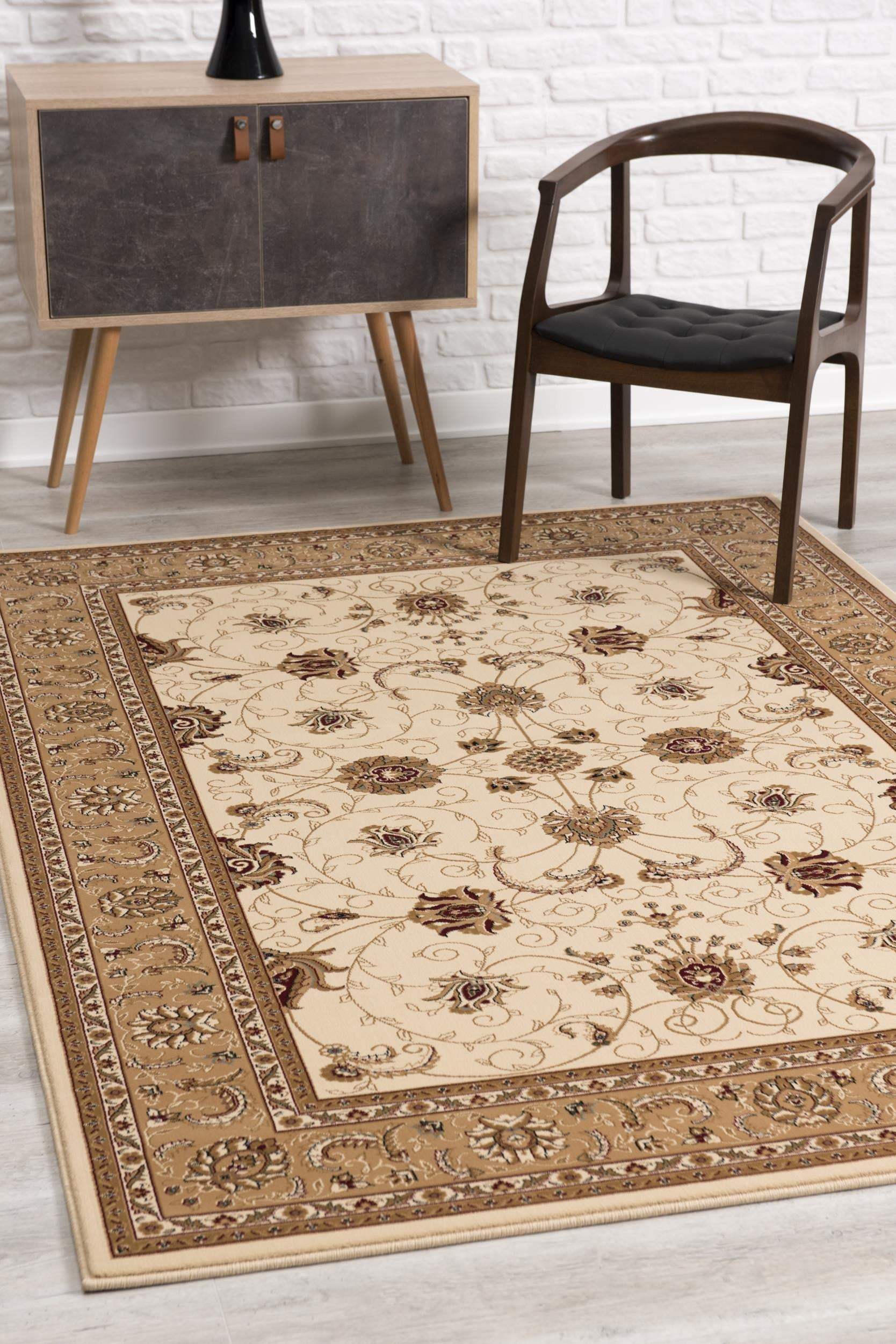8' X 11' Beige and Ivory Oriental Power Loom Area Rug - Image 4