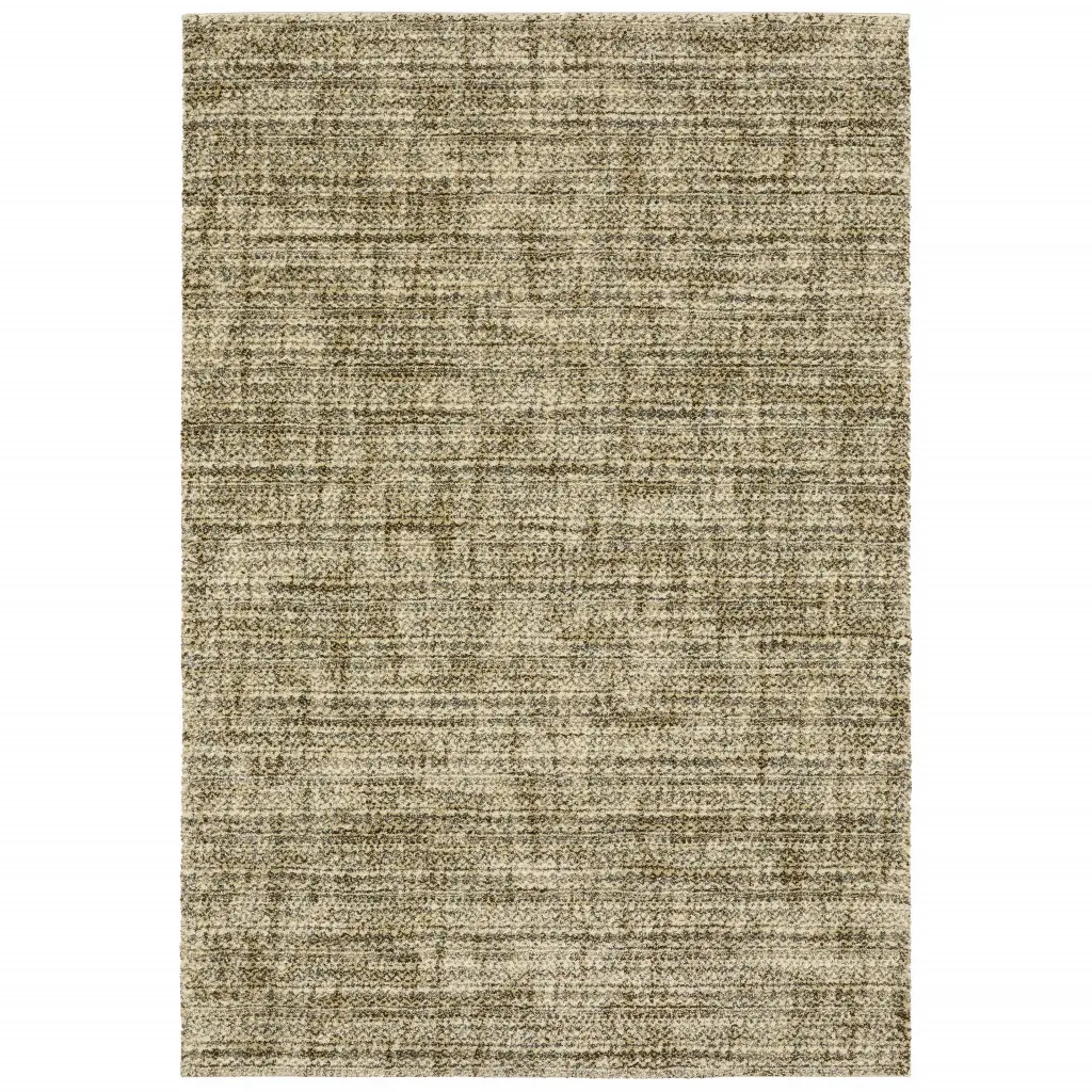 8' X 11' Beige Brown Tan And Blue Green Abstract Power Loom Stain Resistant Area Rug - Image 2