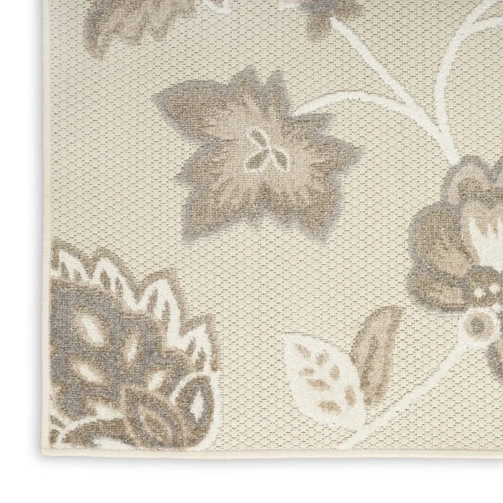 8' X 11' Beige Floral Stain Resistant Non Skid Area Rug