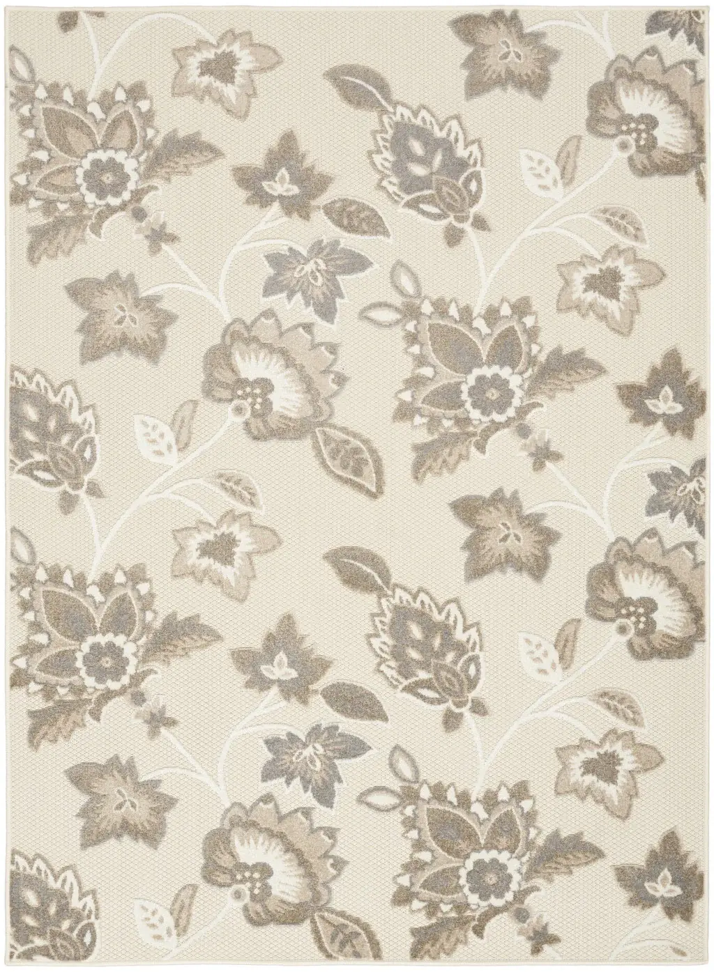 8' X 11' Beige Floral Stain Resistant Non Skid Area Rug - Image 3