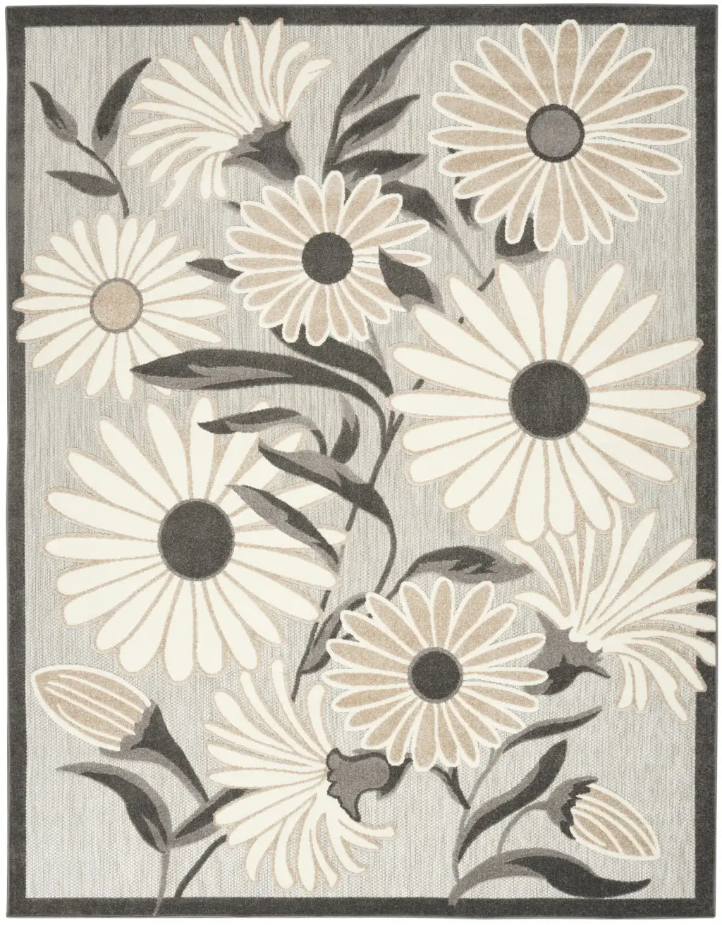 8' X 11' Beige Floral Stain Resistant Non Skid Area Rug - Image 3