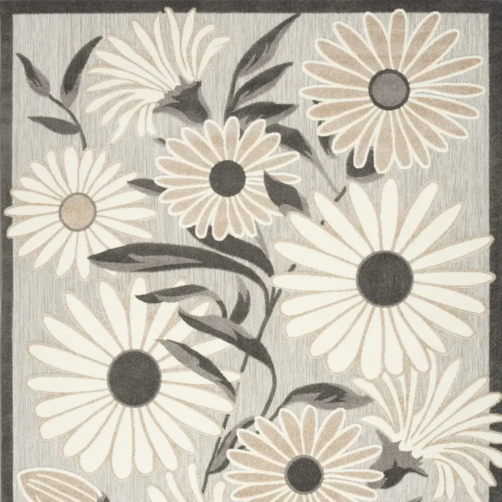 8' X 11' Beige Floral Stain Resistant Non Skid Area Rug - Image 4