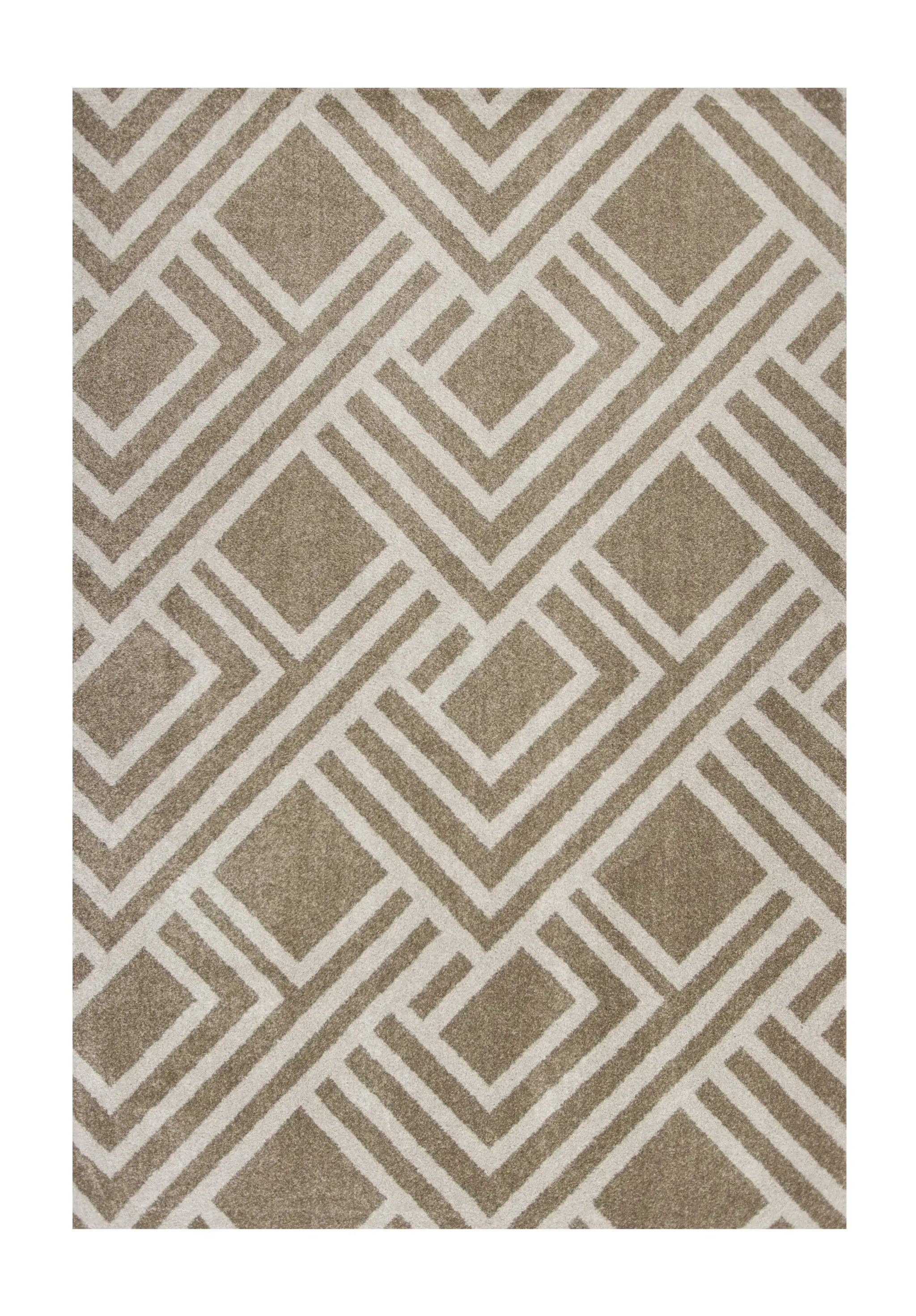 8' X 11' Beige Geometric Indoor Outdoor Area Rug - Image 2