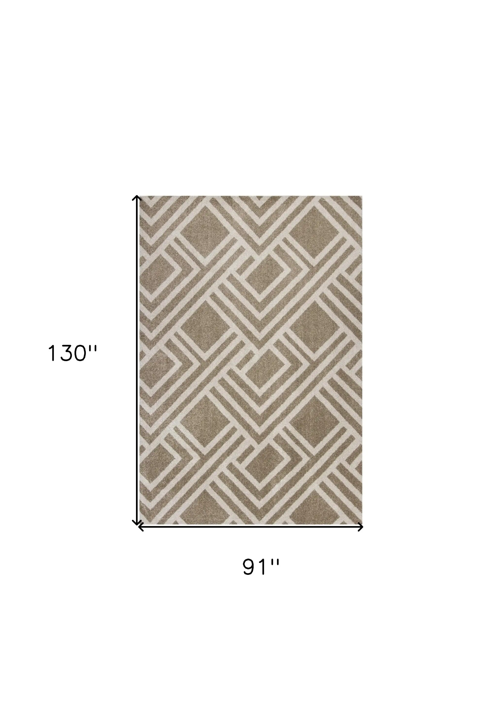 8' X 11' Beige Geometric Indoor Outdoor Area Rug - Image 3