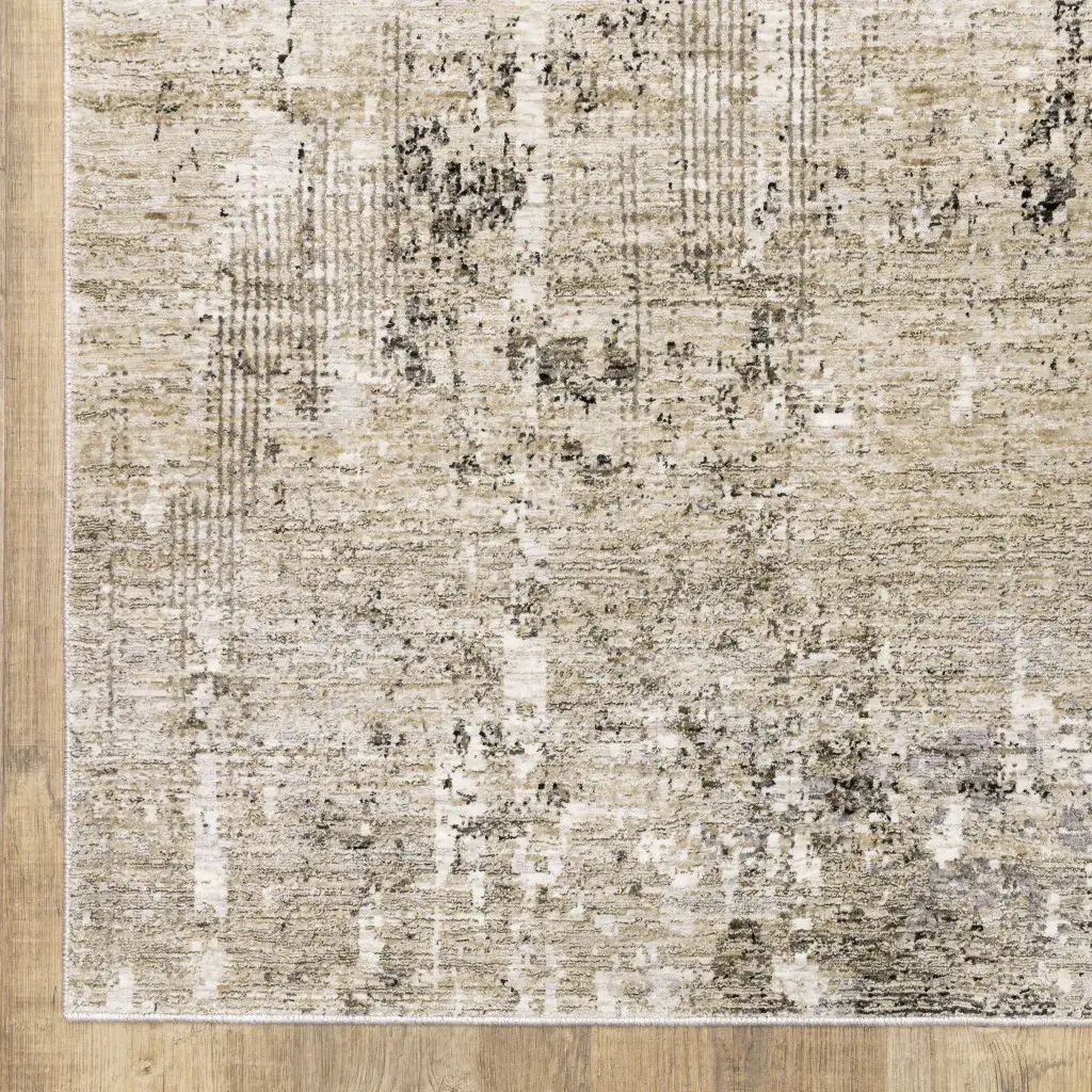 8' X 11' Beige Grey Ivory Tan And Brown Abstract Power Loom Stain Resistant Area Rug - Image 4