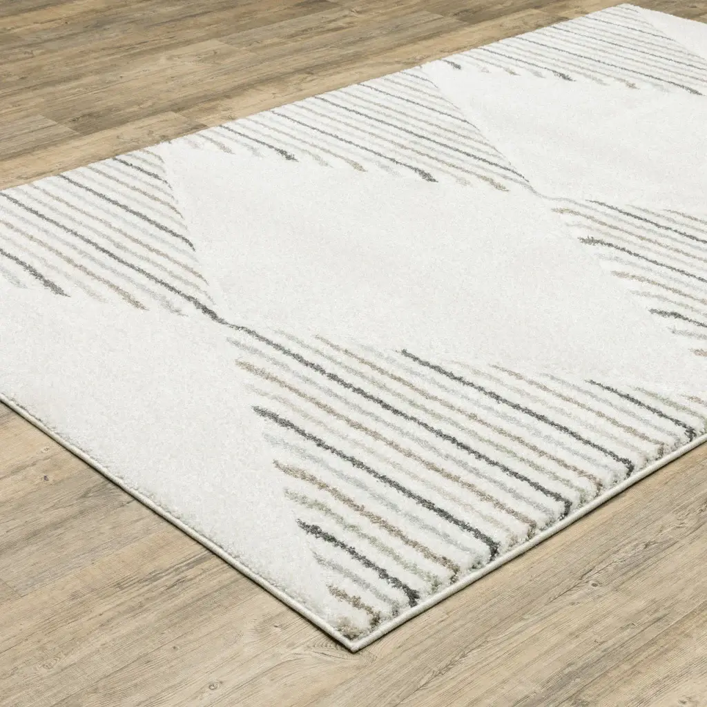 8' X 11' Beige Grey Sage Green Pale Blue Brown And Charcoal Geometric Power Loom Stain Resistant Area Rug - Image 4