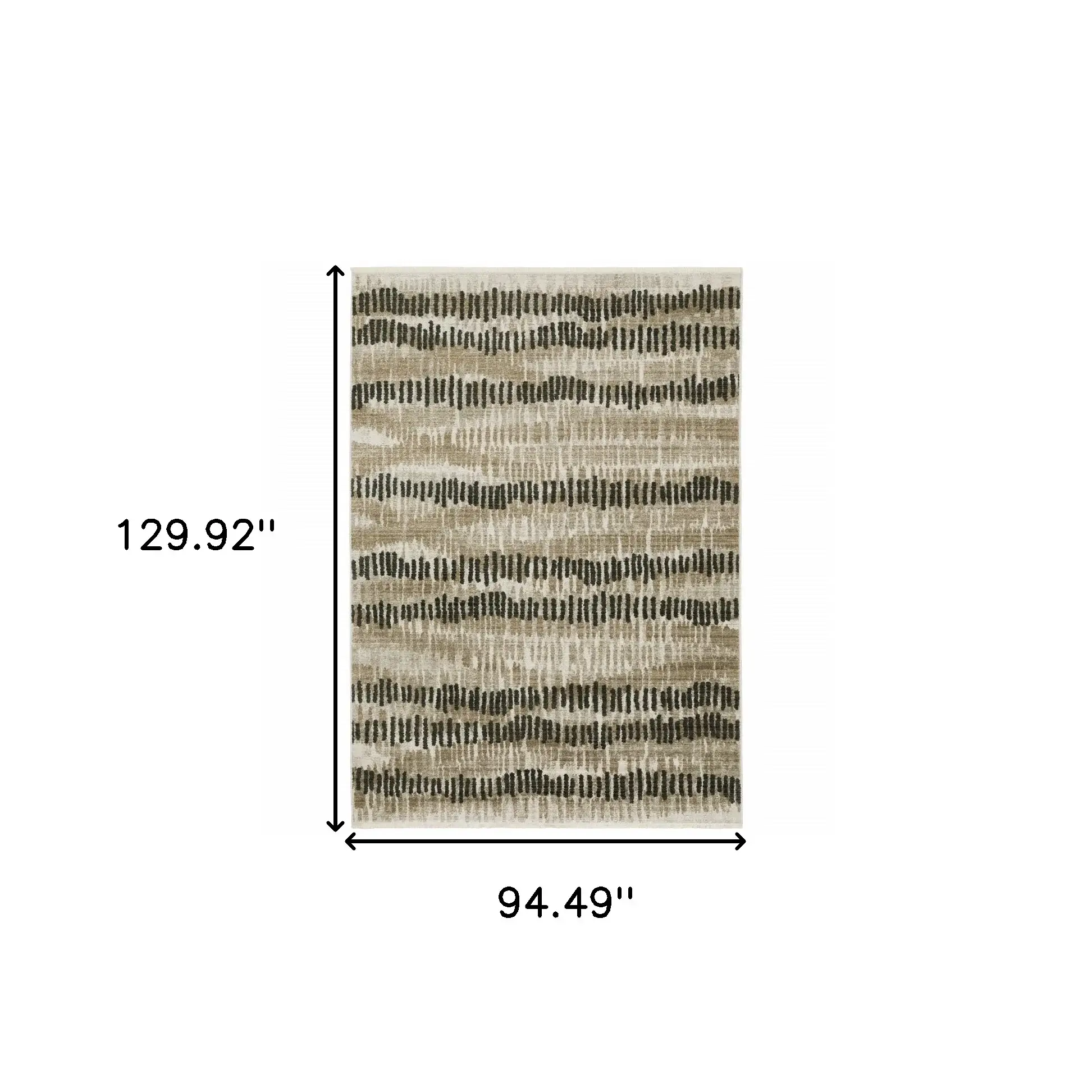8' X 11' Beige Ivory Charcoal Brown Tan And Grey Abstract Power Loom Stain Resistant Area Rug With Fringe - Image 3