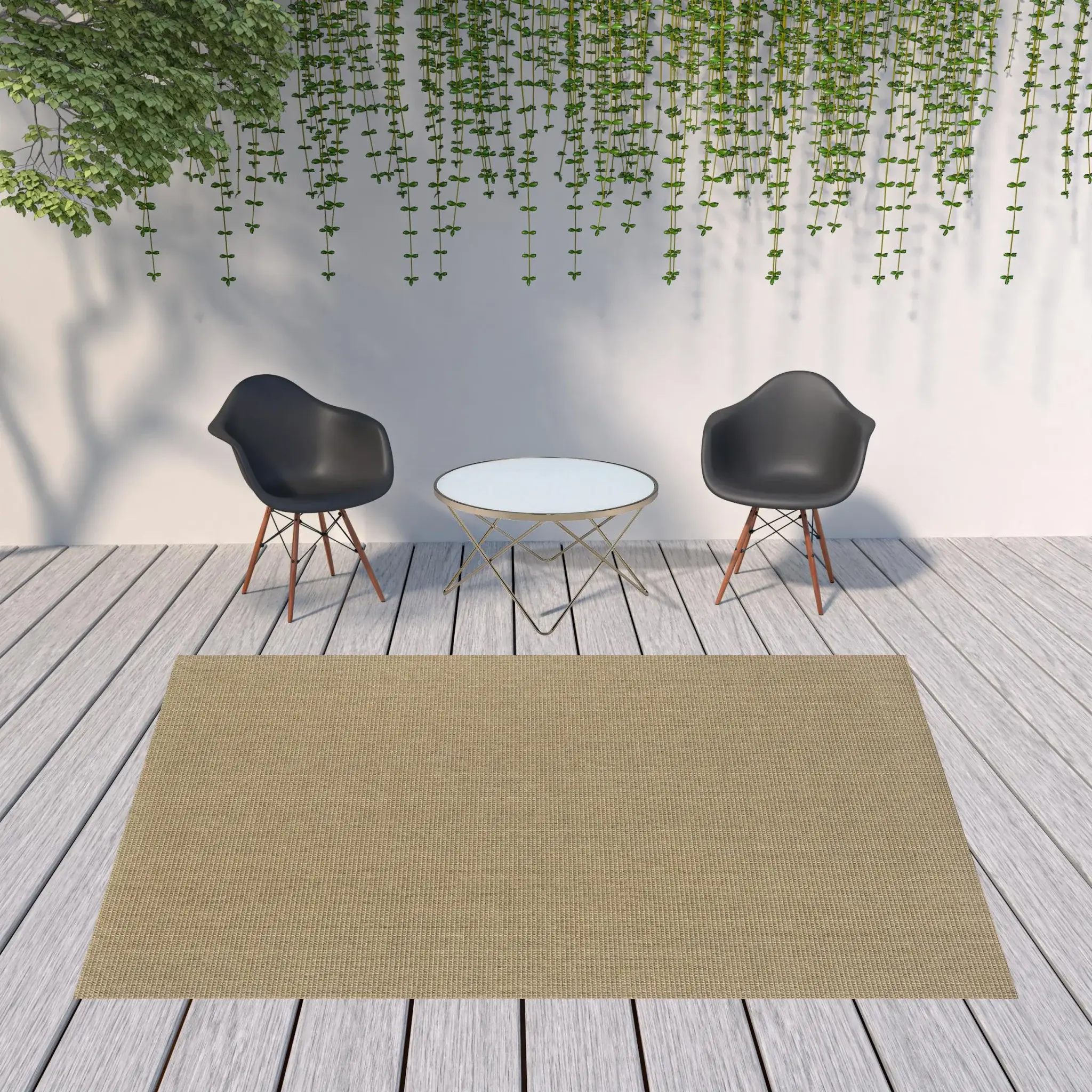 8' X 11' Beige Stain Resistant Indoor Outdoor Area Rug - Image 2
