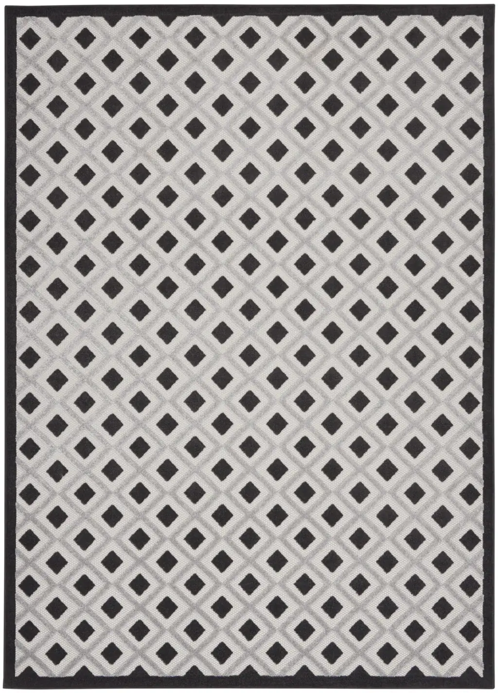 8' X 11' Black And White Geometric Indoor Outdoor Area Rug