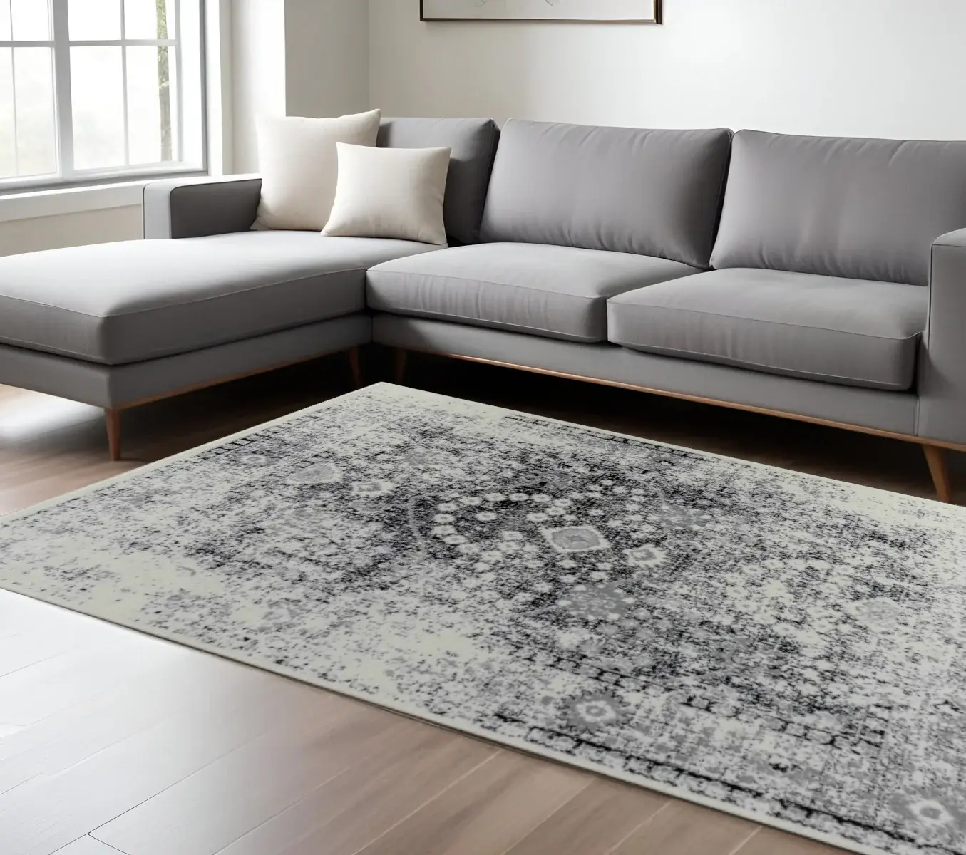 8' X 11' Black Oriental Area Rug