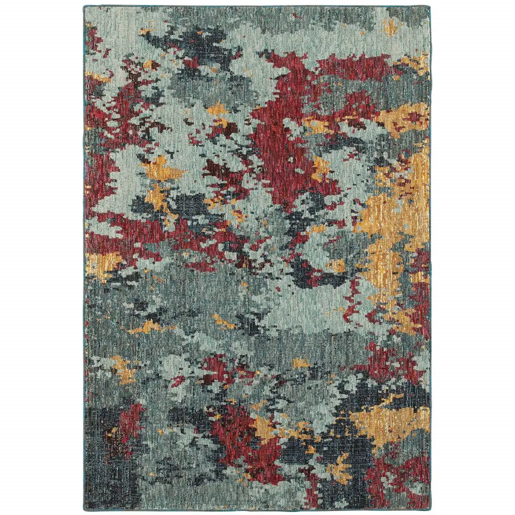 8' X 11' Blue Abstract Power Loom Area Rug - Image 2