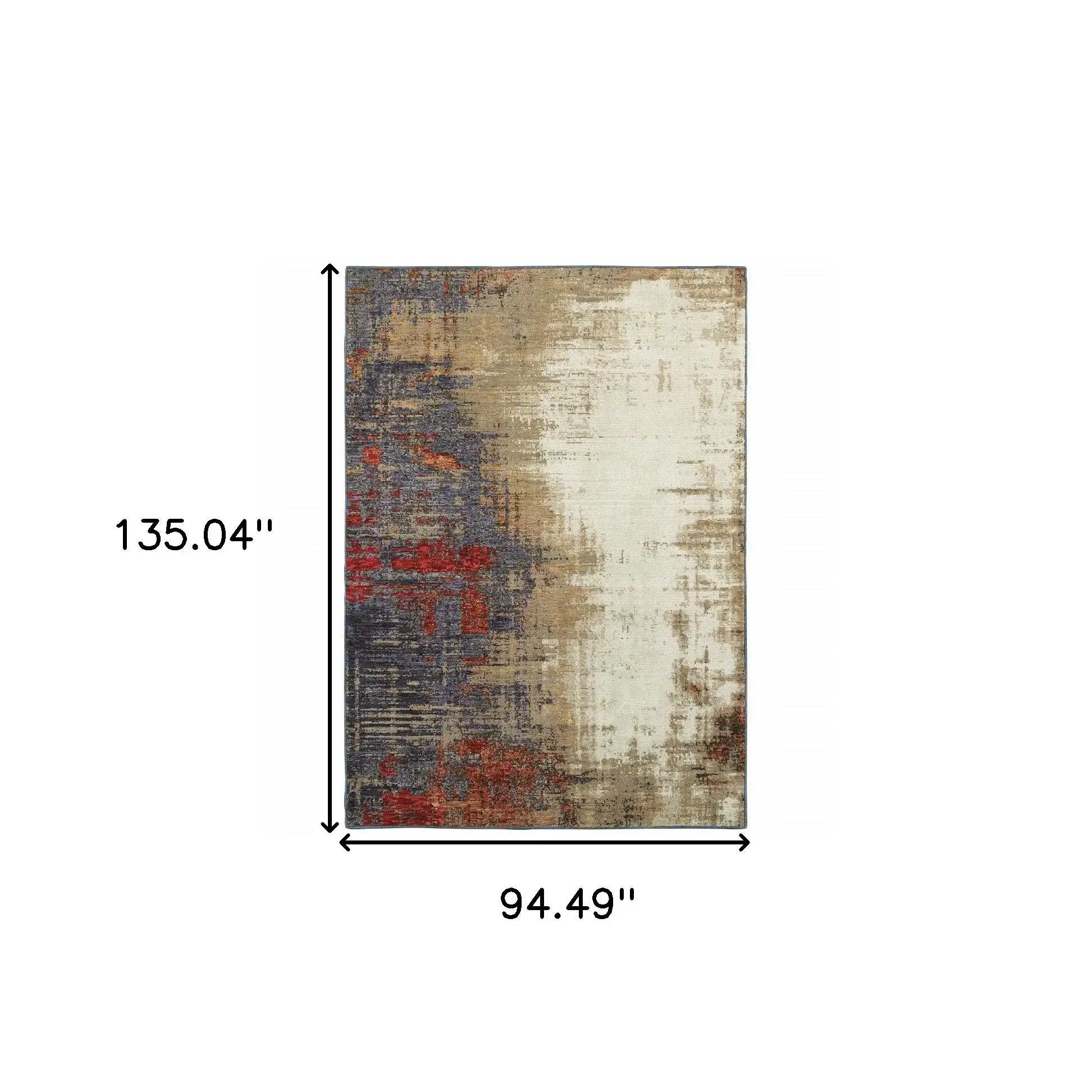 8' X 11' Blue and Beige Abstract Power Loom Area Rug - Image 3