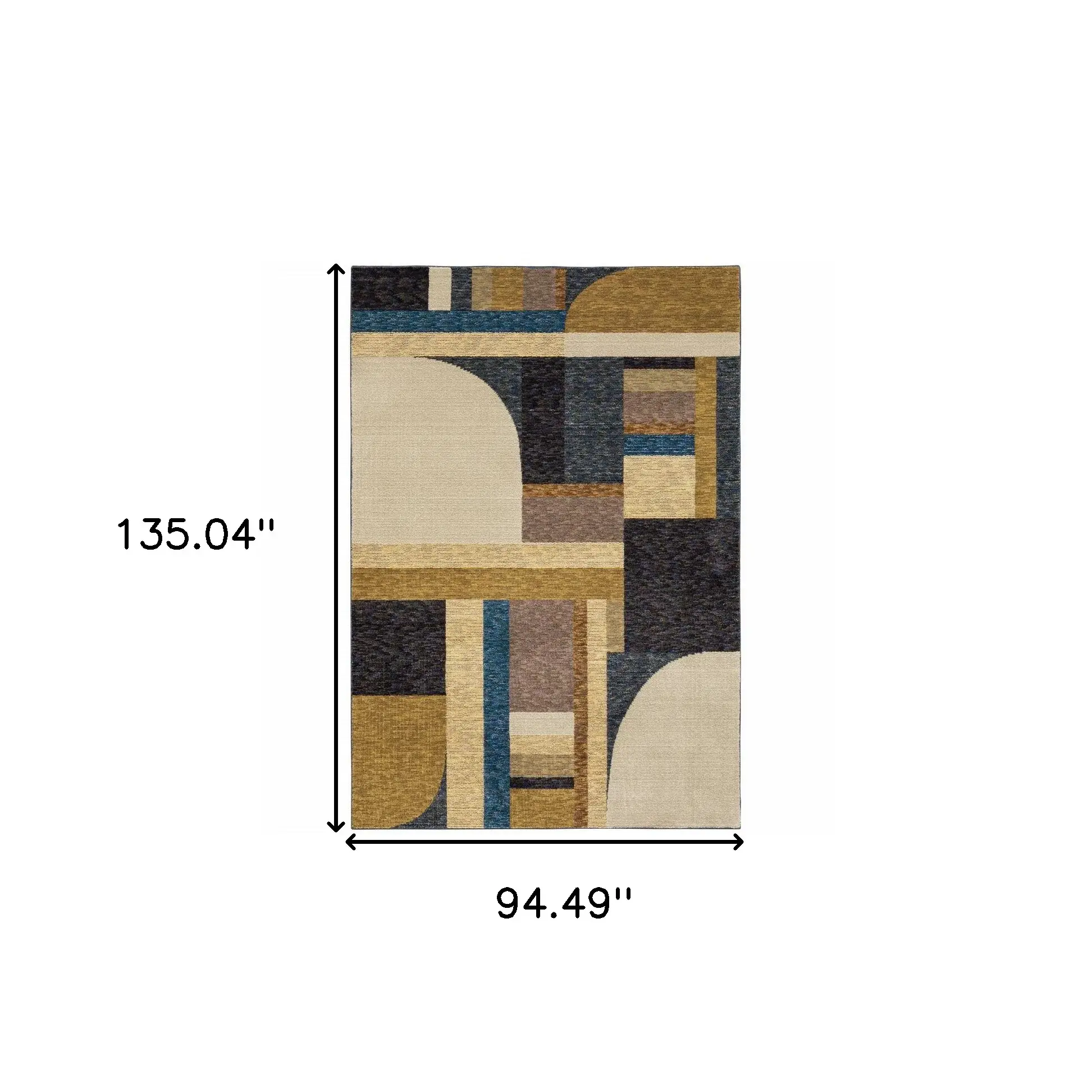 8' X 11' Blue and Beige Geometric Power Loom Area Rug - Image 3