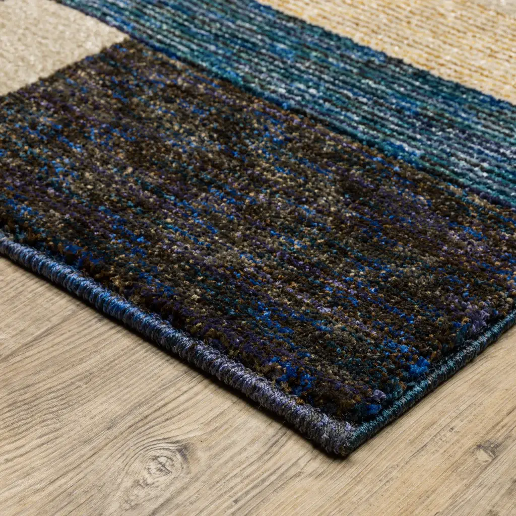 8' X 11' Blue and Beige Geometric Power Loom Area Rug - Image 4
