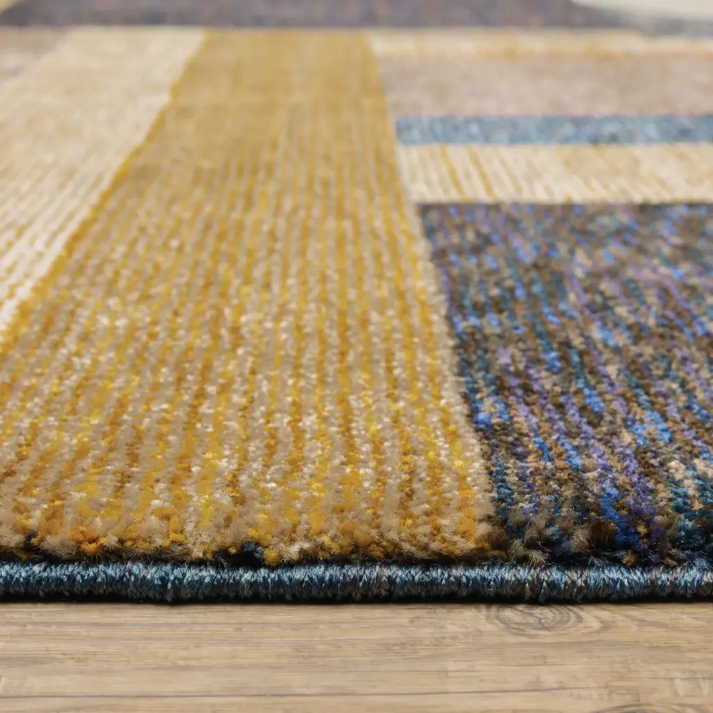 8' X 11' Blue and Beige Geometric Power Loom Area Rug - Image 5