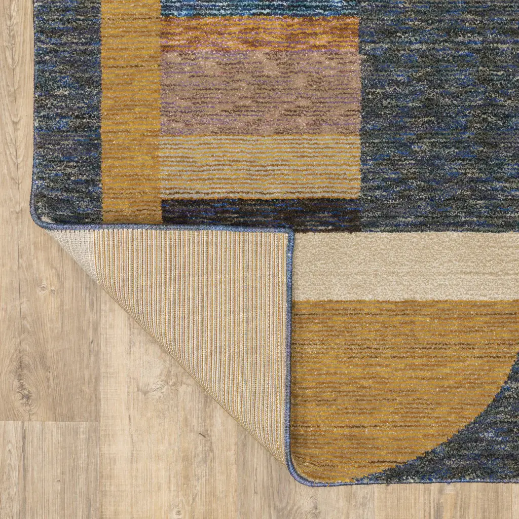 8' X 11' Blue and Beige Geometric Power Loom Area Rug - Image 8