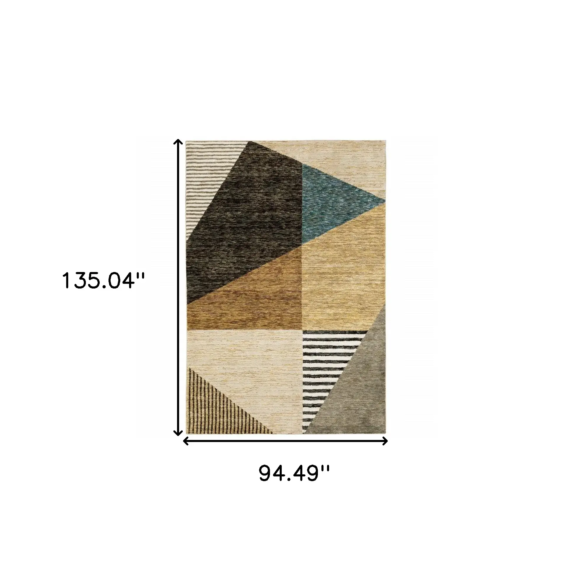 8' X 11' Blue and Beige Geometric Power Loom Area Rug - Image 3