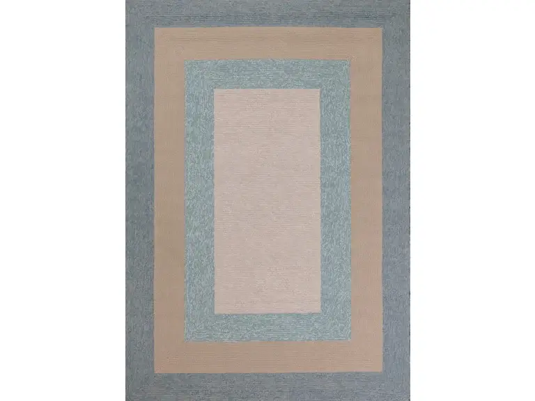 8' X 11' Blue and Beige Handmade Indoor Outdoor Area Rug - Image 4