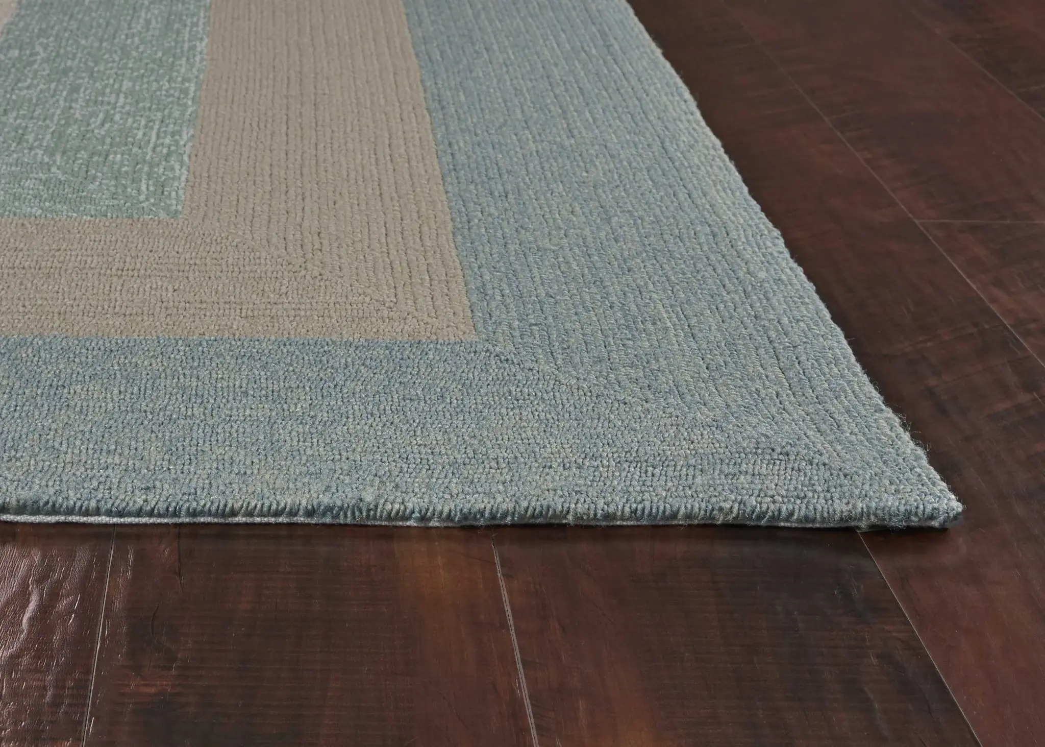 8' X 11' Blue and Beige Handmade Indoor Outdoor Area Rug - Image 6