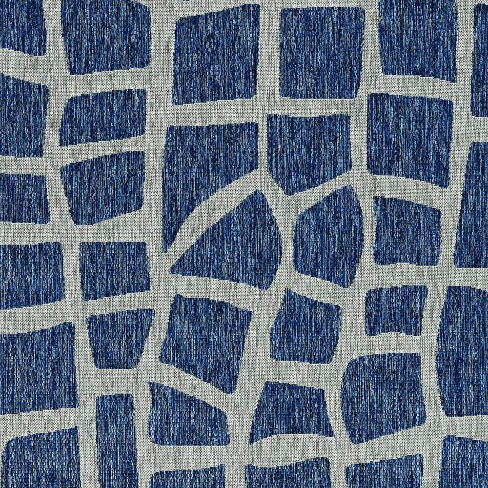 8' X 11' Blue and Gray Abstract Indoor Outdoor Area Rug - Image 5