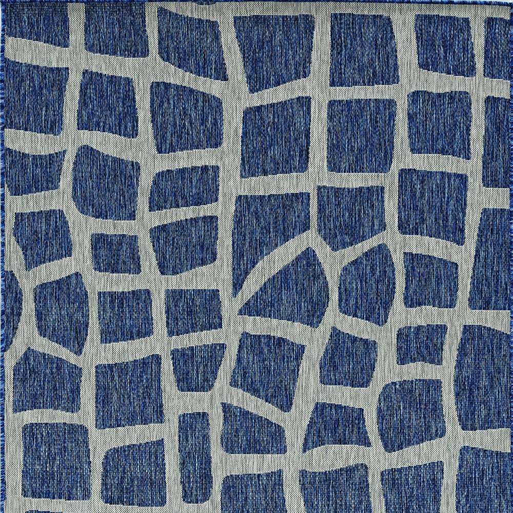 8' X 11' Blue and Gray Abstract Indoor Outdoor Area Rug - Image 8
