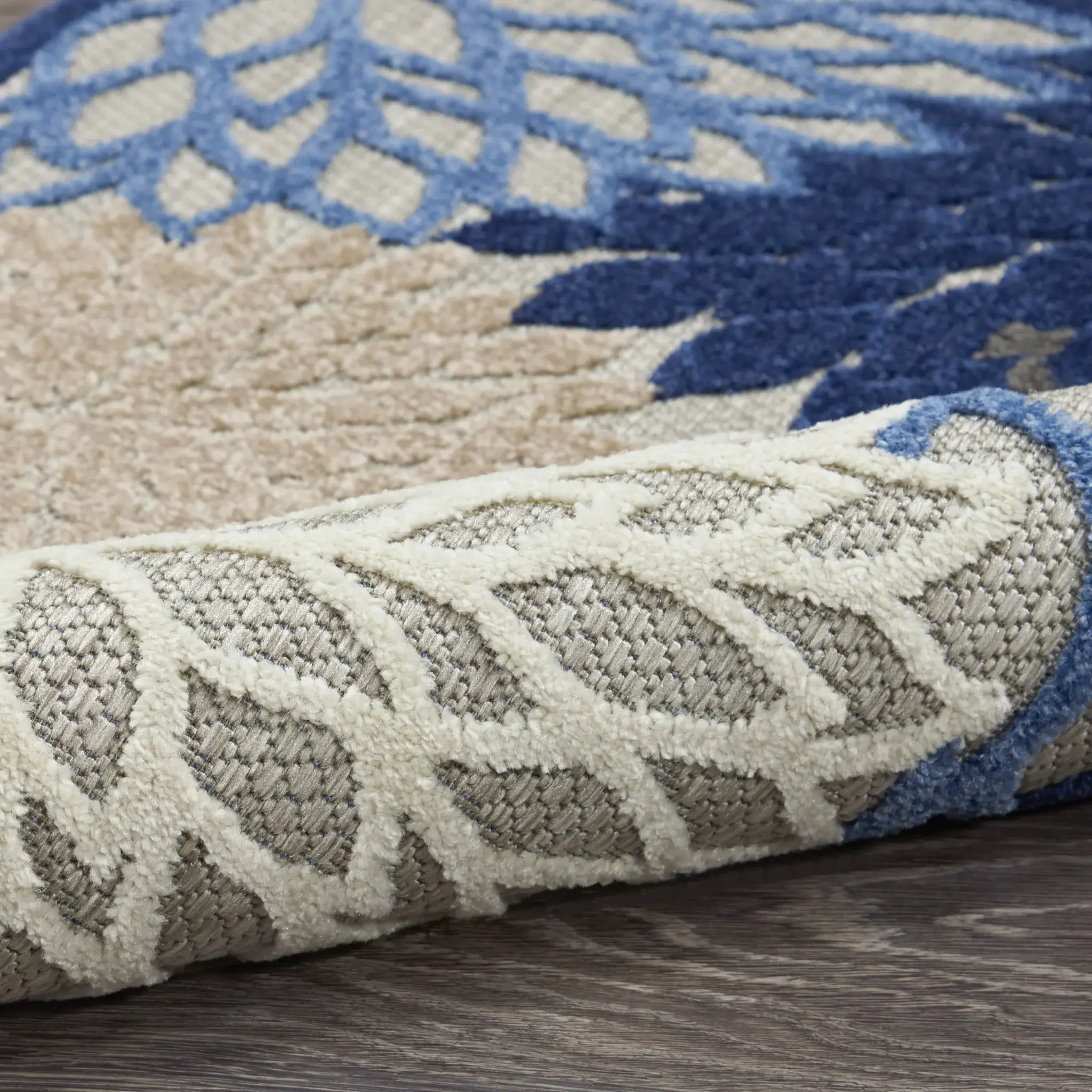 8' X 11' Blue And Gray Floral Indoor Outdoor Area Rug - Image 7